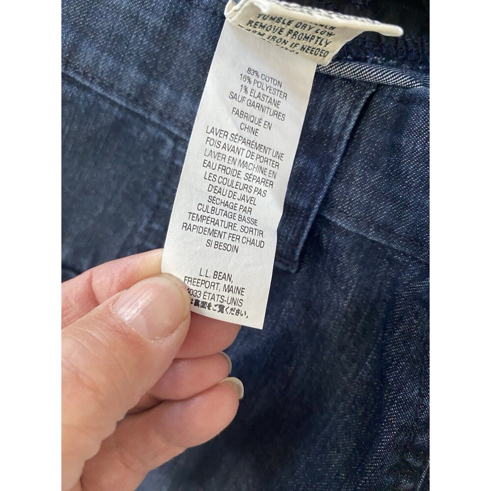 L.L. Bean Classic Fit Denim Skirt Dark Wash Blue Stretch Knee Length Size 10 - Picture 4 of 7